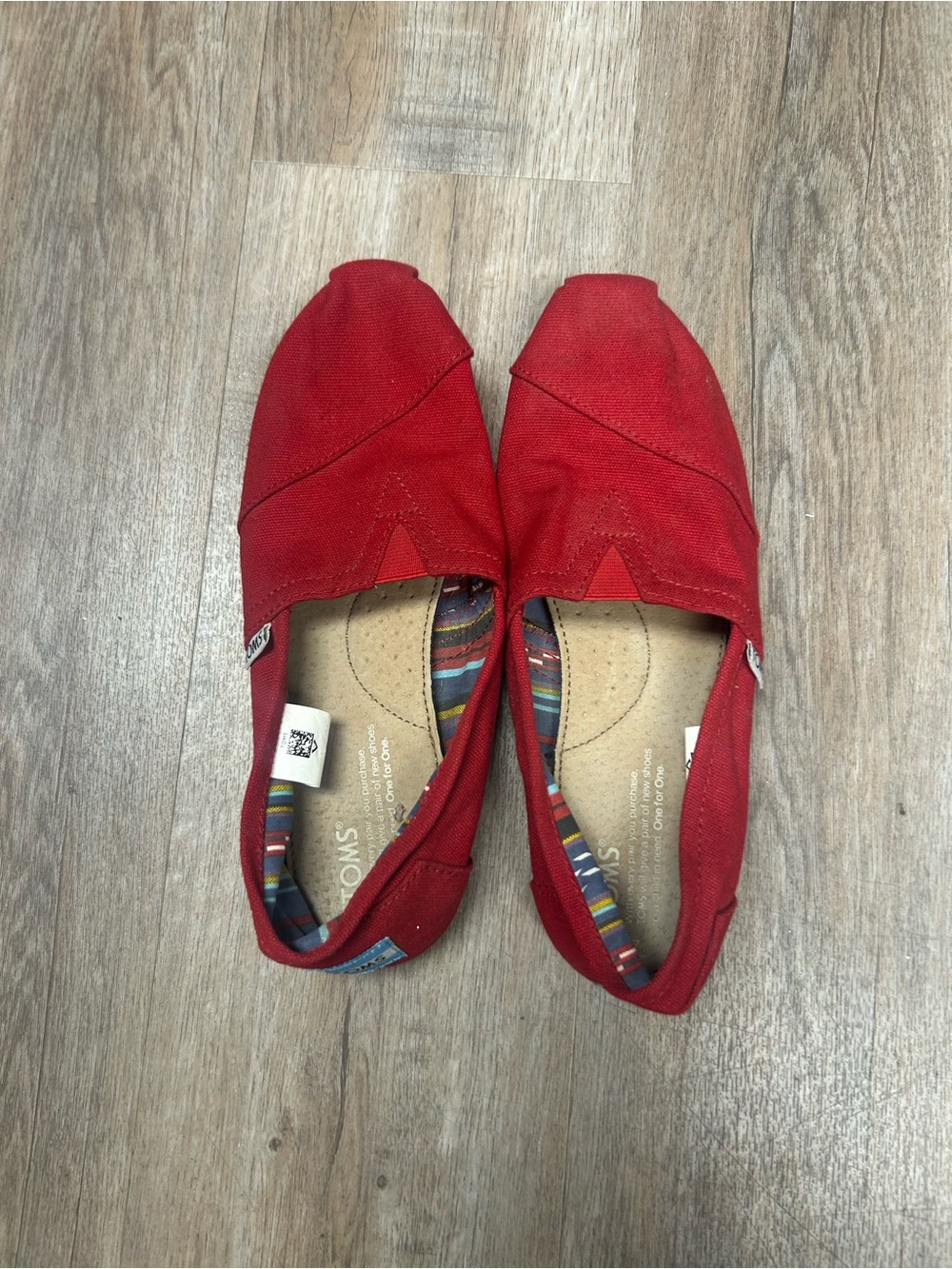 TOMS Red Canvas Slip-On Flats